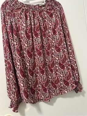 Paisley Print Red & cream Long-sleeves women’s blouse